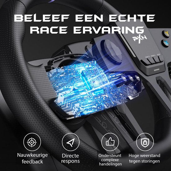 PXN – V900 Gen 2 – Rennlenkrad – Mit Pedalen und Schaltwippen – 270 / 900° – Gaming-Lenkrad – Kompatibel mit PS4 – PC – PS3 – Switch – Xbox X/S-Serie