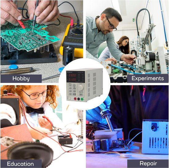 Velleman Labornetzgerät, programmierbar über PC, einstellbar, 0-30 VDC/5 A, Strombegrenzung, Kurzschlussschutz, zwei 4-stellige LED-Anzeigen, USB-Anschluss