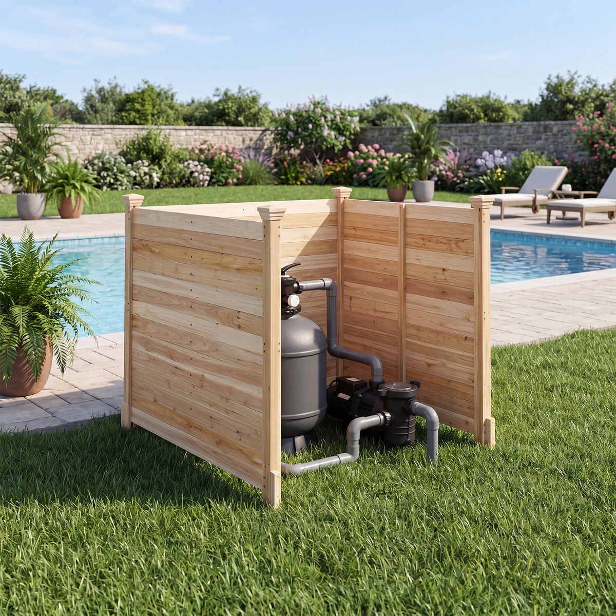 Coast Gartenzaun Sichtschutz – 3-teilig – Kiefernholz – Natur – 119 x 119 x 115,5 cm