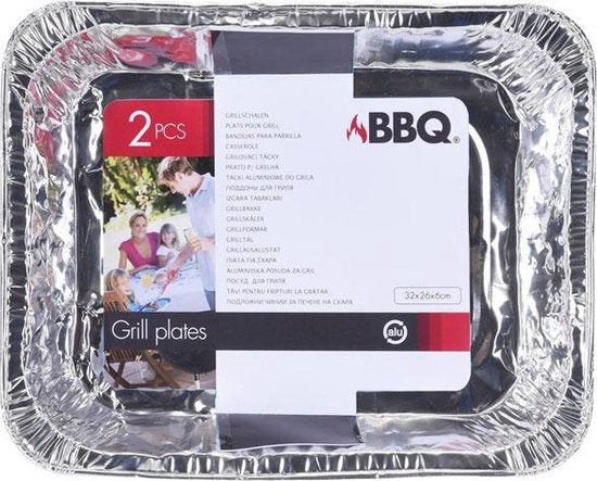 2er-Set rechteckige Grillschalen, 32 x 26 x 6 cm – Fleisch grillen – Grillrost