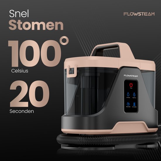 FLOWSTEAM® 6-in-1 Dampfreiniger PRO - Teppichreiniger - Fleckenreiniger - Handdampfer - Sitzreiniger - 100°C Dampf - 4 Dampfmodi - 90 Minuten Dampf - 5M Kabel