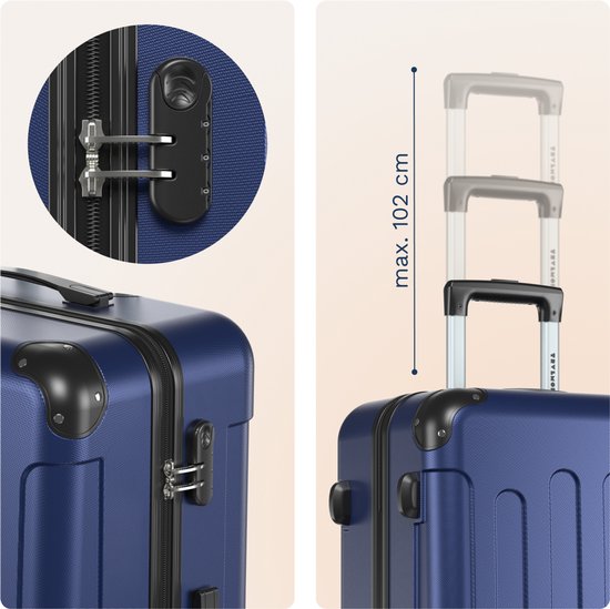 TRVLMORE Reisekoffer 110 l – Hartschalenkoffer aus ABS – 360°-Rollen – 3-stelliges Zahlenschloss – Dunkelblau