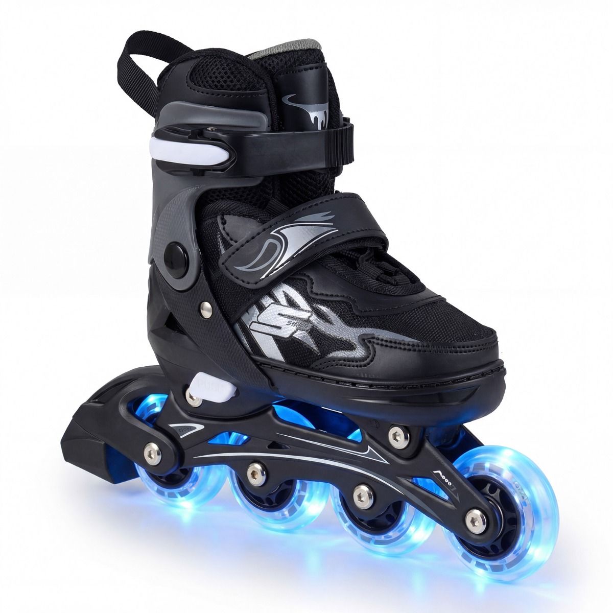 Coast Kinder-Inlineskates – 4-fach verstellbar – LED-Rollen – grau
