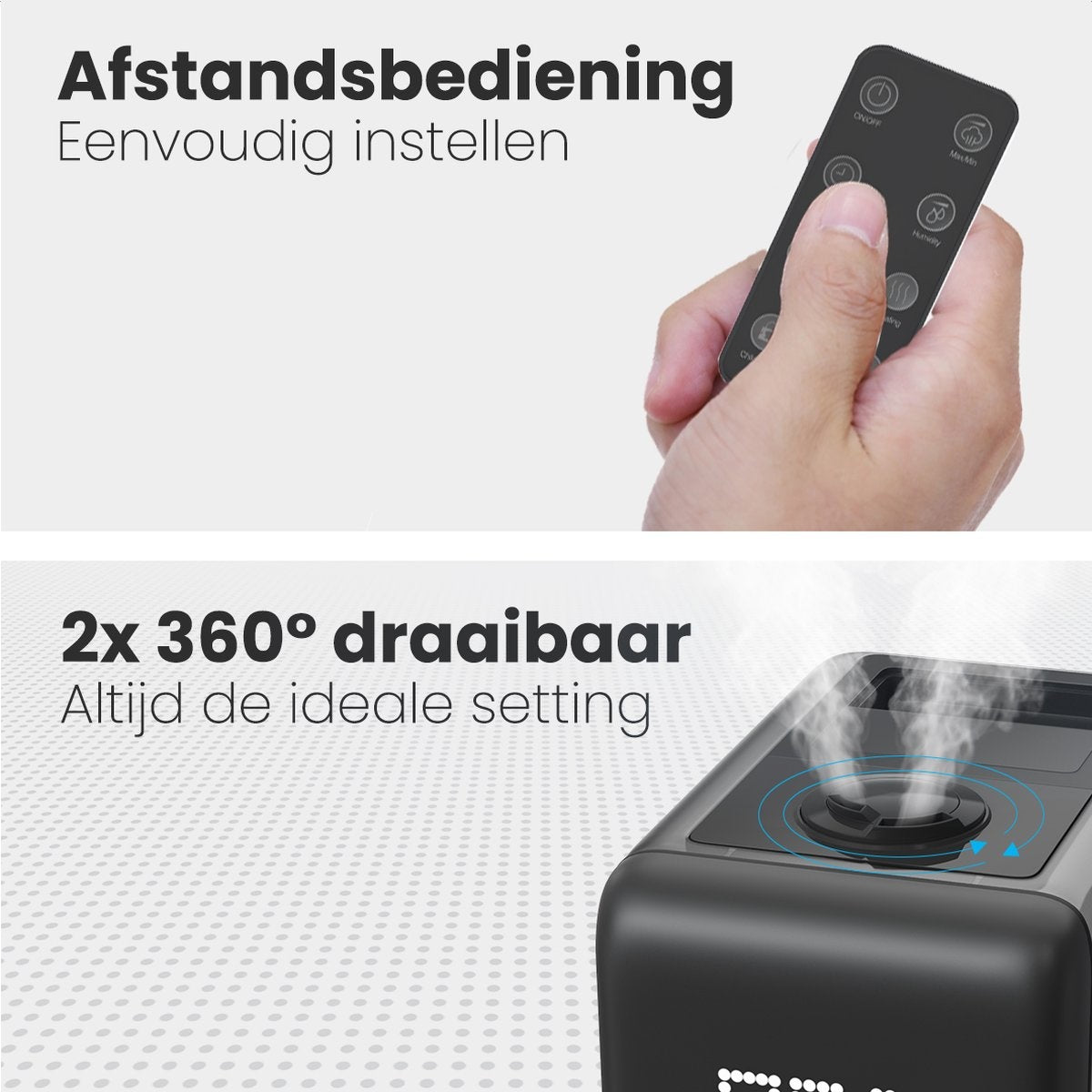 Auronic Luftbefeuchter - 3 Wärmestufen - 6L Tankkapazität - 70m2 - Wasserfilter inklusive - Schwarz