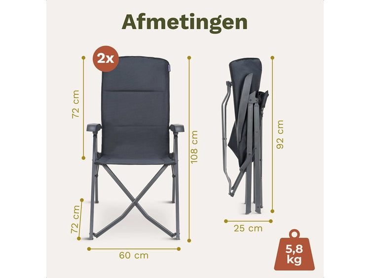 TRVLMORE Campingstuhl - Luxe Soft - Klappbar - Verstellbar - Grau