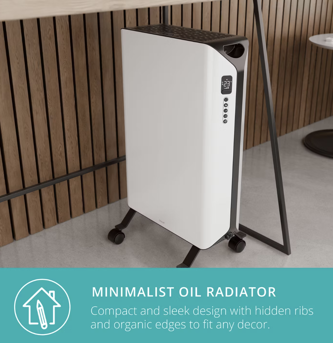 Duux Edge ölgefüllter Heizkörper - 1500 W - Smart Heating - Mit Ventilator - 46 x 32 x 71 cm - Weiß