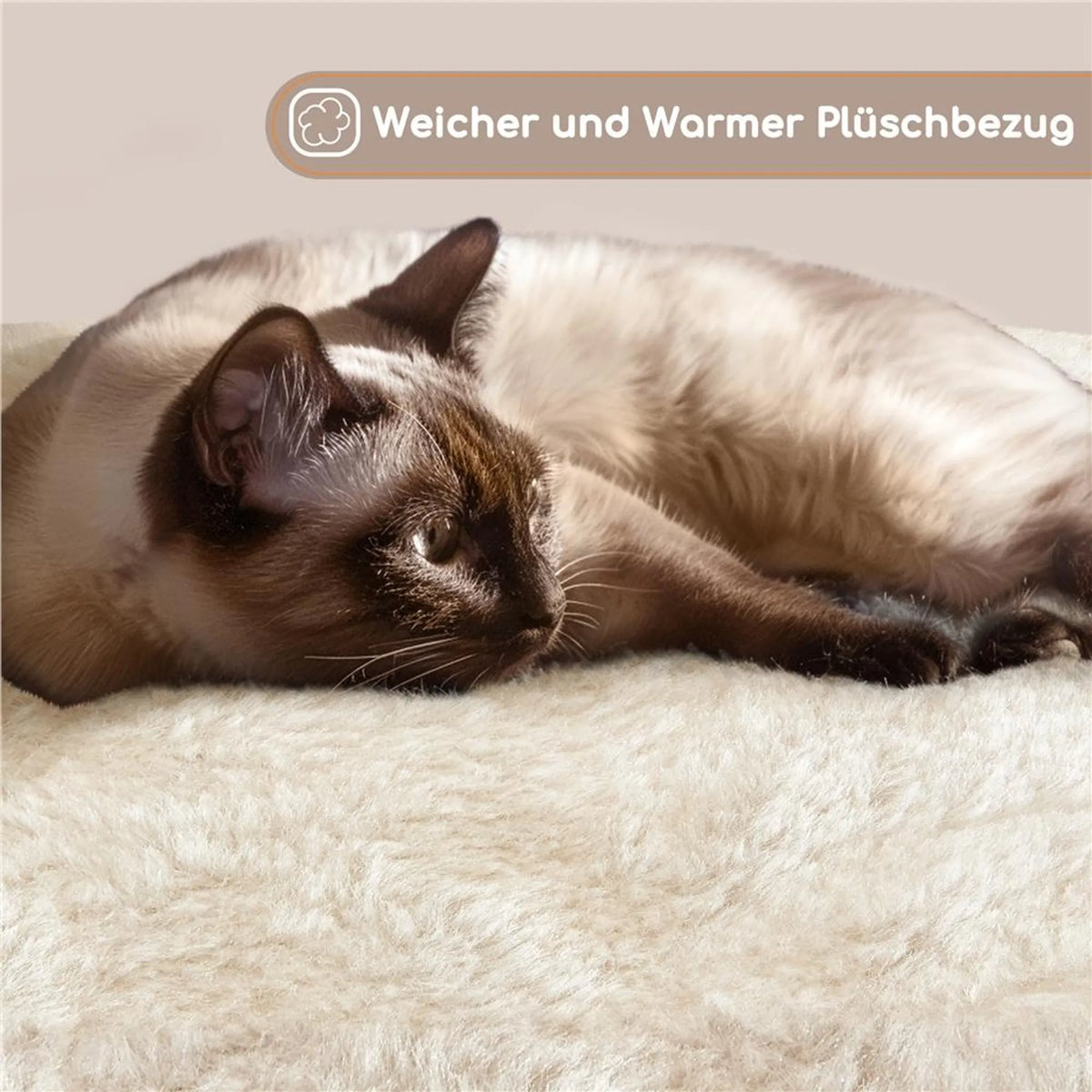 Yaheetech Mittelgroßer Kratzbaum - 43,5 x 43,5 x 106 cm - Mit großzügiger Aussichtsplattform und Hängematte und Katzenkorb mit 5 Sisalstäben - Für Kätzchen und mittelgroße Katzen - Beige Plüsch und Spanplatte