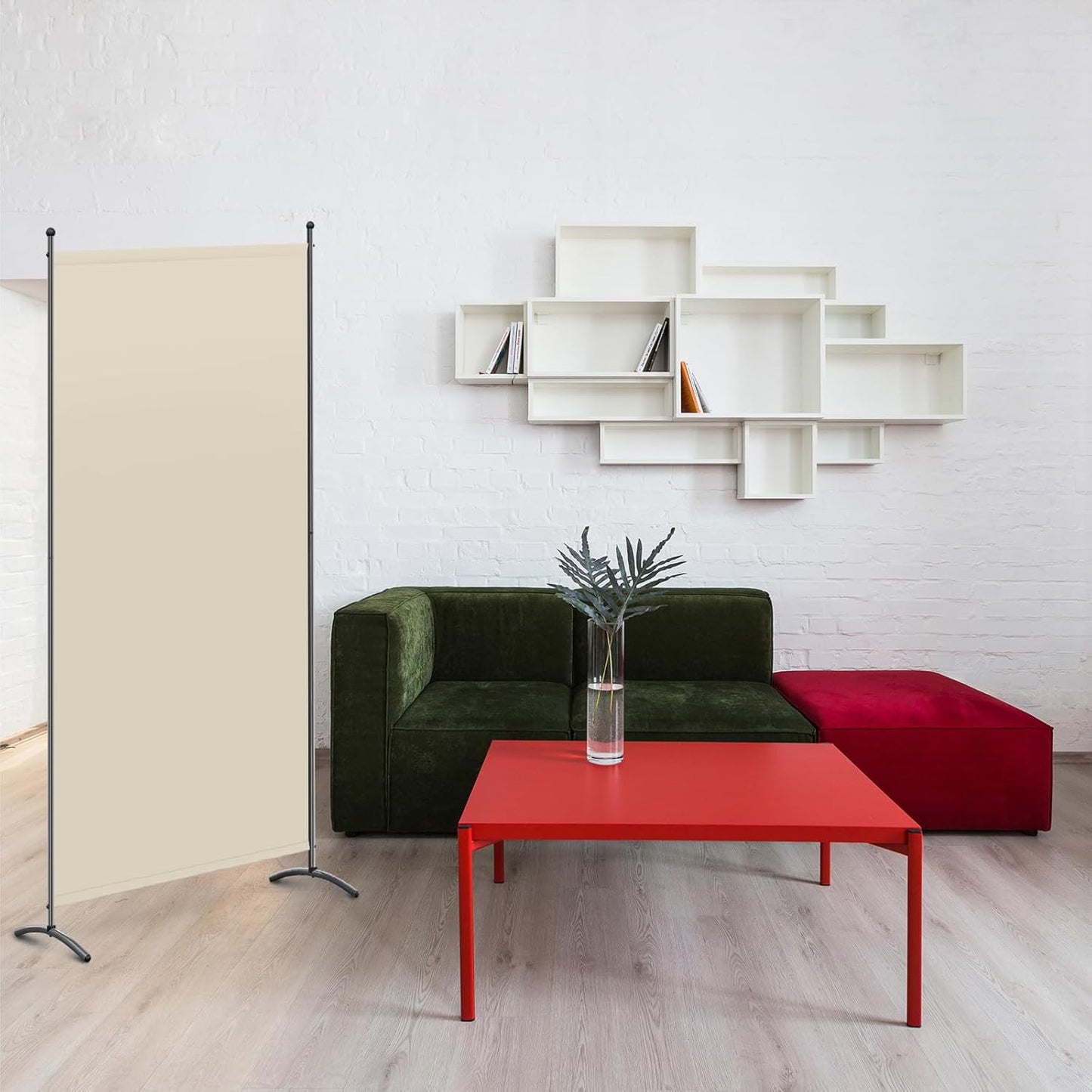 Angel Living Paravent - 1-teilig - 80x180 cm - faltbar - Stahl & 160 g/m² Polyester - Raumteiler & Sichtschutz - Beige