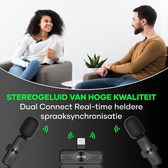 MATTI - 2-in-1 Drahtloses Mikrofon - Mikrofon iPhone - Krawattennadelmikrofon - schwarz