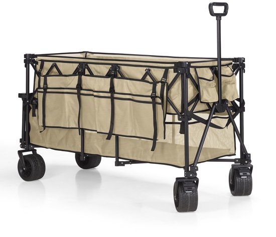 Mr. Fold Bolderkar XXL - faltbar - 600L - 300KG - Beige - geländegängige Räder