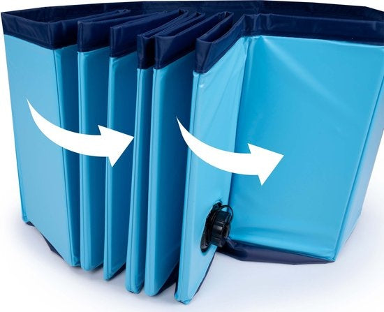 maxxpro Hundeschwimmbad - 120 x 30 CM - Mittlere Hunderassen - Faltbares Hundebad - Anti-Rutsch-Boden - mit Entleerungsventil - Blau