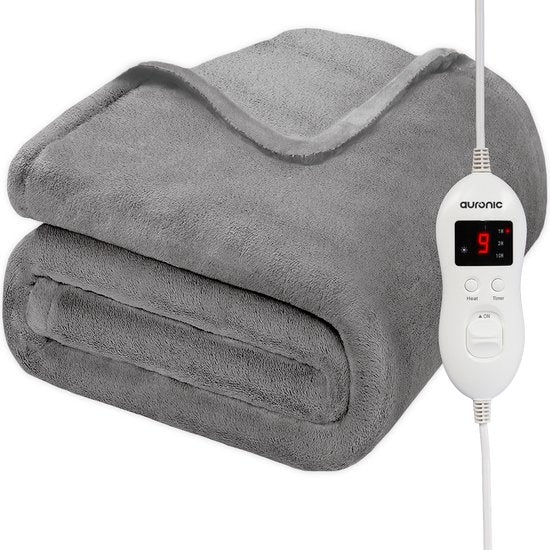 Auronic Electric Blanket - Wärmedecke - 9 Wärmestufen - 2 Personen - 200x150 - Grau