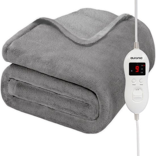 Auronic Electric Blanket - Wärmedecke - 9 Wärmestufen - 2 Personen - 200x150 - Grau