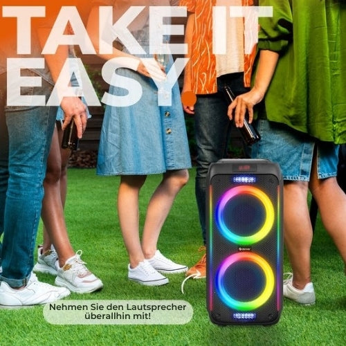 Denver Bluetooth Lautsprecher - Party Box - Disco Lights - Inkl. Mikrofon - Micro SD / USB / AUX - TSP456 - Schwarz