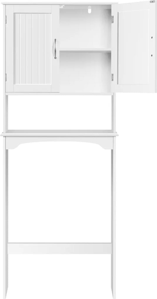 Yaheetech Badezimmerschrank 75 x 23 x 180 cm – Weiß – Aufsatzschrank für Toilette oder Waschmaschine mit verstellbarem Einlegeboden