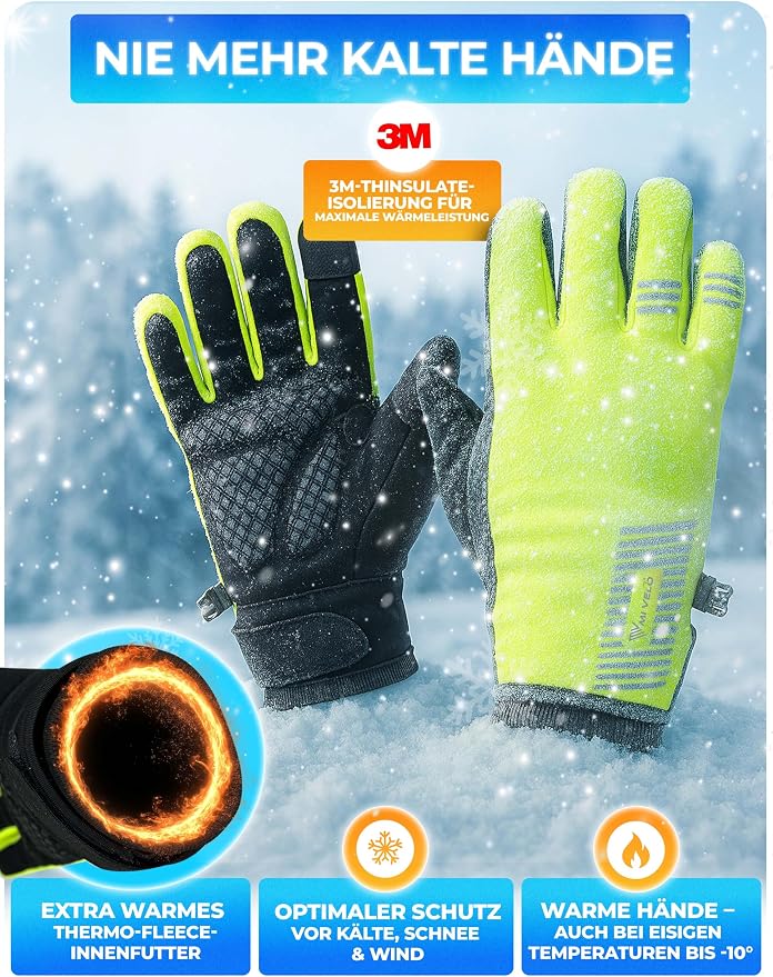 MIVELO Winterhandschuhe – 3M Thinsulate – Wasserdicht & winddicht – Touchscreen-fähig