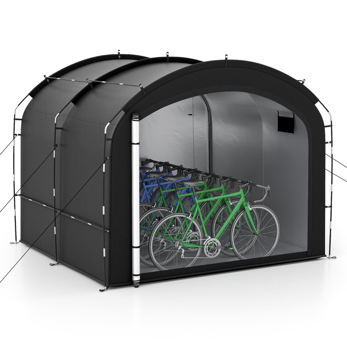 Coast Fahrradabstellzelt – wasserdicht – doppelter Reißverschluss – schwarz – 254 x 215 x 192 cm