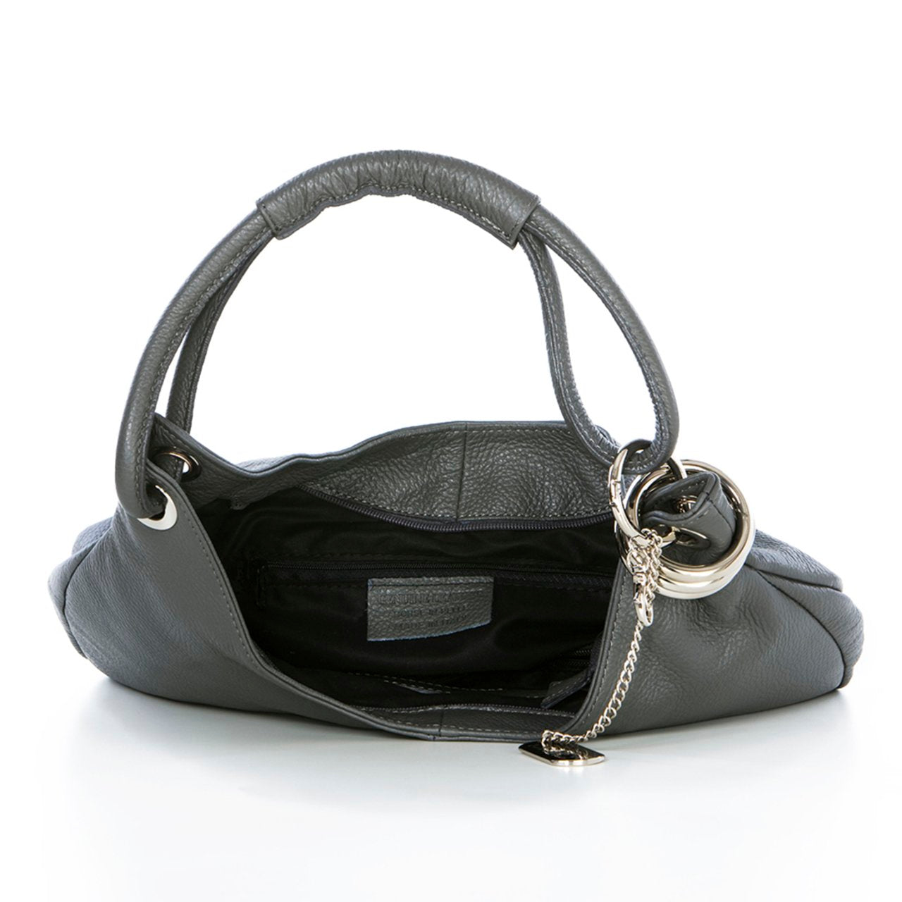 Anna Morellini Alba Hobo-Tasche – Echtes Rindsleder – Ash – 38 x 34 x 10 cm
