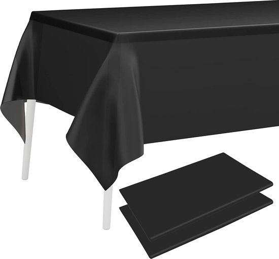 Partizzle 2x Plastik Einweg-Tischdecke - Geburtstag Dekorationen - Halloween Party Dekorationen - Weihnachten Hochzeit Hochzeit - Schwarz - 274 x 137 cm