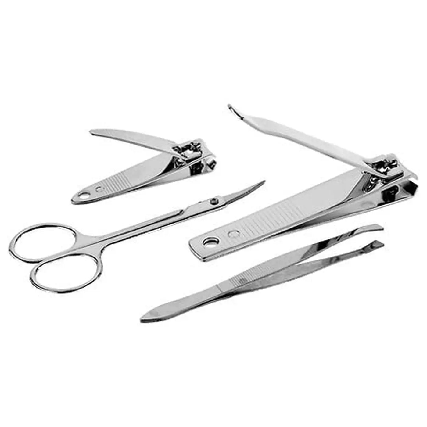 5Five Bodybeauty Maniküre-Set – 4-teilig – Silber – Nagelknipser, Zehennagelknipser, Schere & Pinzette – 18 x 11 x 2 cm