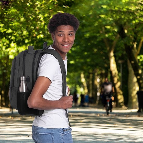 TRVLMORE Rucksack - 36L - 17 Zoll - Laptop-Rucksack - Schultasche - Unisex - Spritzwassergeschützt Anthrazit