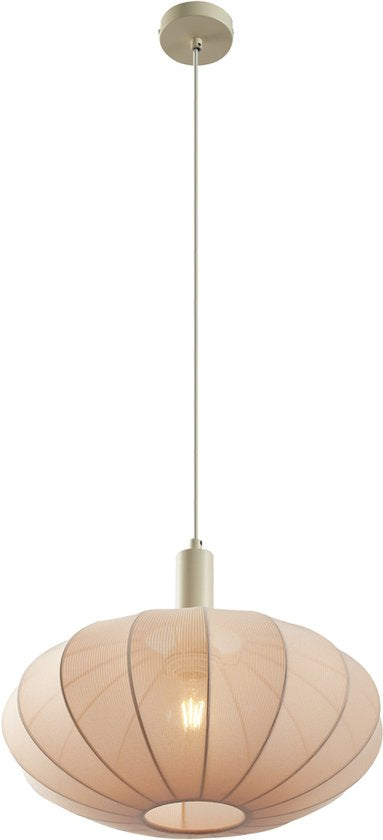 QAZQA bida – Japandi-Hängelampe – 1 Leuchtmittel – Ø 42 cm – Beige – Wohnzimmer | Schlafzimmer | Küche