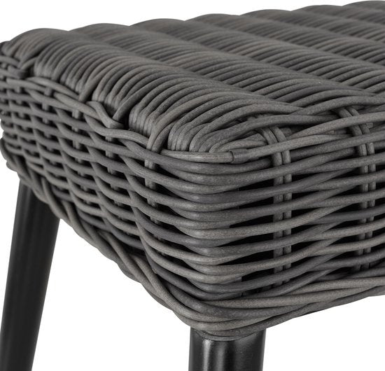 tectake - Flechtschaukelstuhl Rovigo mit Hocker Vibo - grau - Poly-Rattan