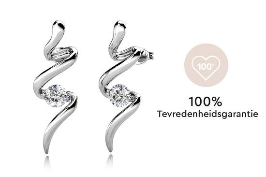 Yolora Damen Ohrringe mit Kalpa Camaka Kristallen - Farbe Silber - 18K Weißgold plattiert - Ohrstecker