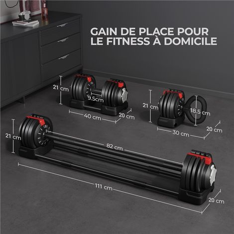 Yaheetech Verstellbares 3-in-1-Hantelset – 3–24 kg – 111 cm – Schwarz