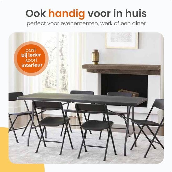 Goliving Klapptisch - Klapptisch - Campingtisch - Outdoor-Klapptisch - Wetterfest - 180 x 70 x 74 cm - Schwarz