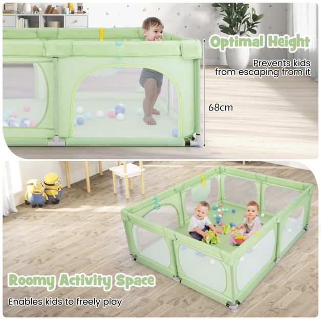 Coast - Große Baby-Box - 50 Bälle, 4 Handringe & 0-3 Jahre - 189 x 158 x 68 cm - Oxford-Gewebe/Metall - Grün