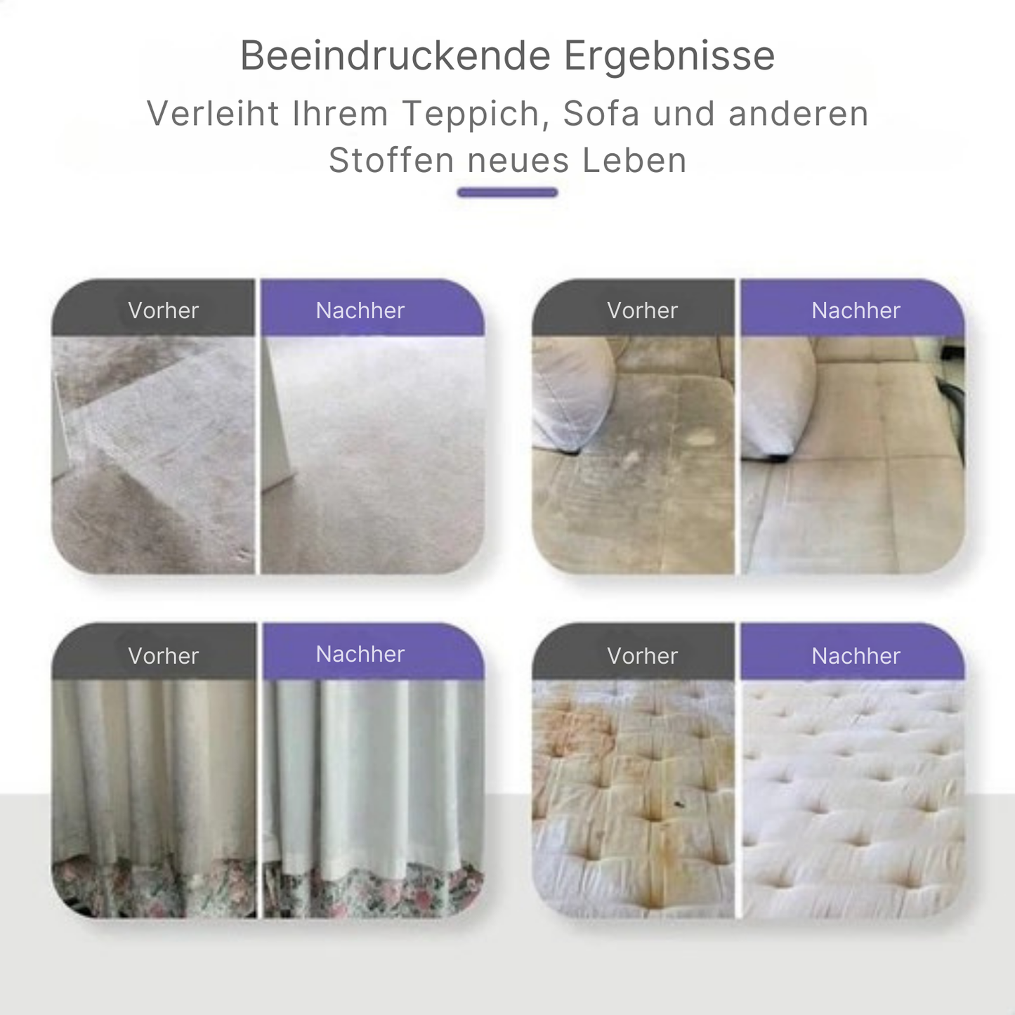 Motionflow Teppichreiniger - Turbo- & Heizfunktion - 1200 W - Schlauchlänge 1,7 Meter - inkl. Reinigungsmittel - Lila