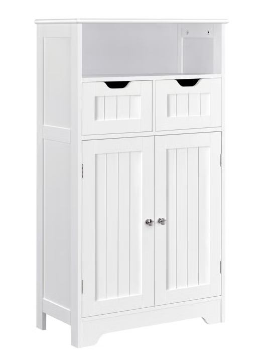 Yaheetech Badezimmerschrank mit verstellbarem Einlegeboden – Weiß – 60 x 30 x 104,5 cm