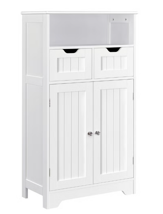 Yaheetech Badezimmerschrank mit verstellbarem Einlegeboden – Weiß – 60 x 30 x 104,5 cm