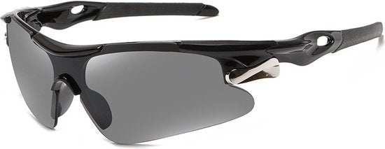 GarpexÂ¬Ã† Radsportbrille - Sportbrille - Polaroid Sonnenbrille - Sonnenbrille - Rennrad - Mountainbike - Motorrad - Schwarzer Rahmen, graue Gläser