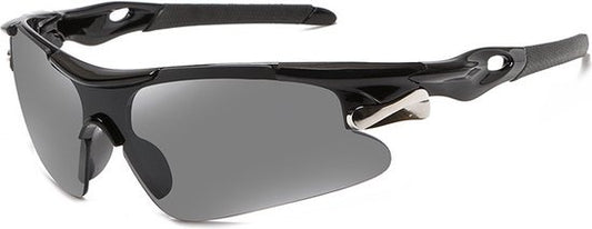 GarpexÂ¬Ã† Radsportbrille - Sportbrille - Polaroid Sonnenbrille - Sonnenbrille - Rennrad - Mountainbike - Motorrad - Schwarzer Rahmen, graue Gläser