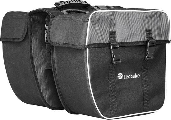 tectake - Doppelte Fahrradtasche - 35 l - Schwarz/Grau