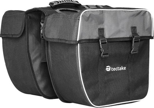 tectake - Doppelte Fahrradtasche - 35 l - Schwarz/Grau