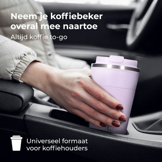 Castagnola Thermos Cup - Kaffeebecher To Go - Reisebecher für Kaffee und Tee - Teebecher - 380 ML - Edelstahl - Light Purple