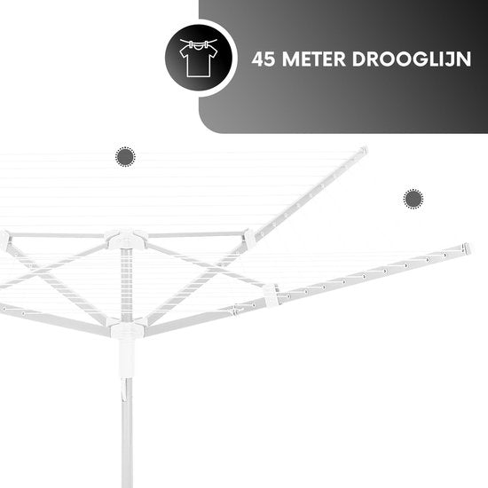 Vonia Trockner - Trockengestell - Trockner mit Bodenverankerung - 45 Meter Trockenlänge - Weiß