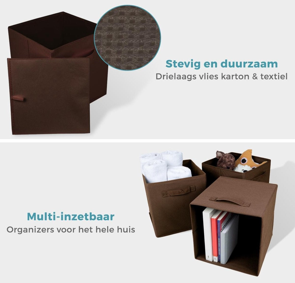 LifeGoods Kleiderschrank-Organisatoren - 6 Stück - 20L - Textil - Braun