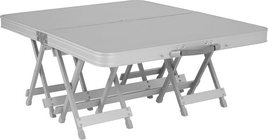 Campart Campingtisch TA-0875 – Picknicktisch-Set für 4 Personen – Zusammenklappbarer und leicht zu transportierender Picknicktisch – Wetterfest – Weiß