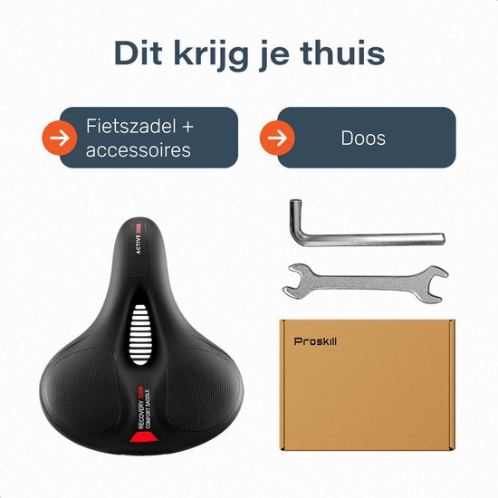 Unisex Fahrradsattel - Ergonomisch - Mit Federung - Fahrradsattel - Gelsattel - Rennrad - Mountainbike - Damen - Sattel - Zubehör - Rocksattel Damen - Fahrradhalter - Sattelschiene - Schwarz - Proskill