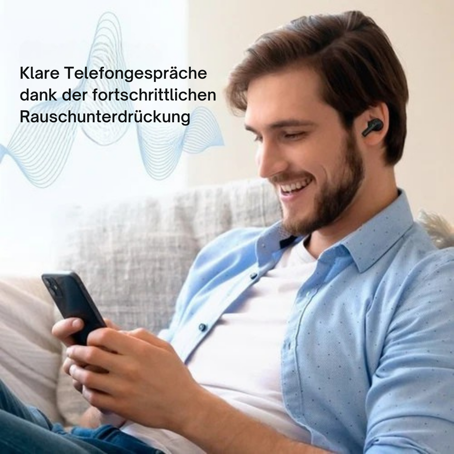 Unitone - Kabellose Kopfhörer - Bluetooth - IPX6 wasserfest - Geeignet für Apple & Android - Schwarz