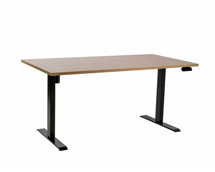 OfficeCity Elektrischer Sitz-Steh-Schreibtisch Basic – Verstellbar von 73,5 bis 123,5 cm – 1 Motor – Melamin-Tischplatte