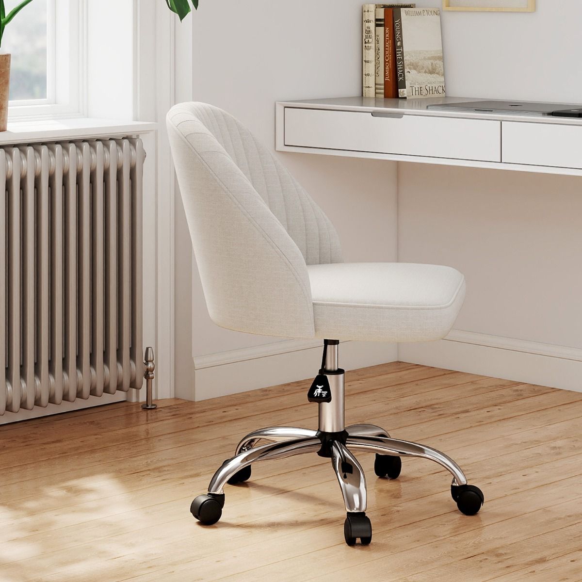 Coast Bürostuhl ohne Armlehnen – geschwungene Rückenlehne – gepolsterte Sitzfläche – beige