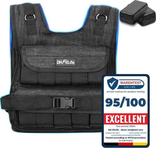 DH FitLife Verstellbare Gewichtsweste 20 kg, kompakt und stabil für Muskelaufbau und Krafttraining, Gewichtsweste, Laufweste für Damen und Herren, Fitnessweste, Trainingsweste
