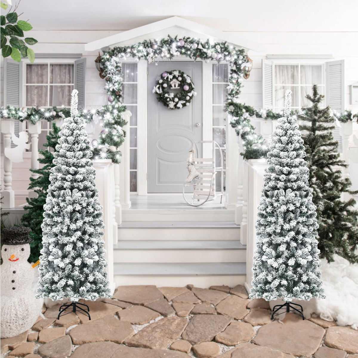 Coast Pencil Weihnachtsbaum mit Schnee - mit Metallsockel - 180 cm