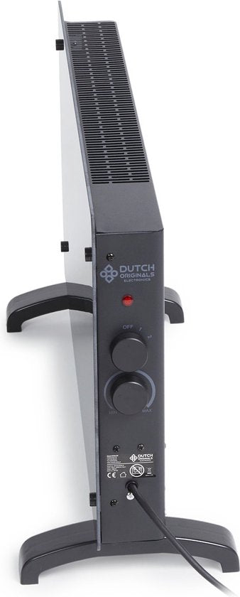 Dutch Originals - Konvektor - 2000 W - Schwarz - Einstellbarer Timer - 2 Heizstufen - Gehärtetes Glas - 42,5 x 24 x 77 cm