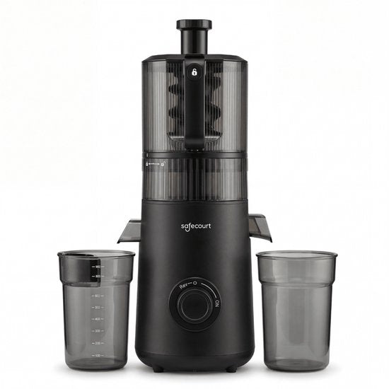Safecourt Kitchen Slow Juicer XXL - leistungsstarker Motor [Vorschneider & Kaltpress-Technologie] - einfache Reinigung - BPA-frei - Entsafter Schwarz